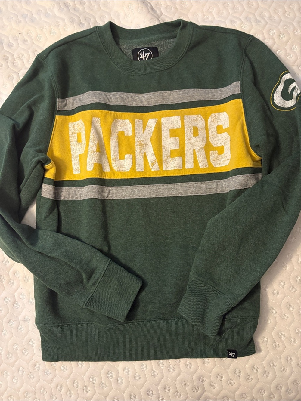 '47 Brand Green, Yellow & Gray Green Bay Packers Crewneck